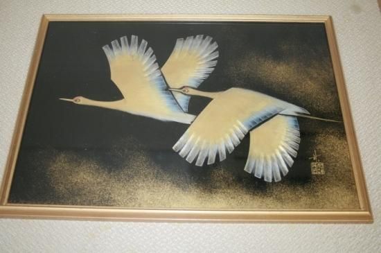 E-128輪島塗 沈金雉子文漆額 日展作家 加治武作 - 石川県金沢の骨董品