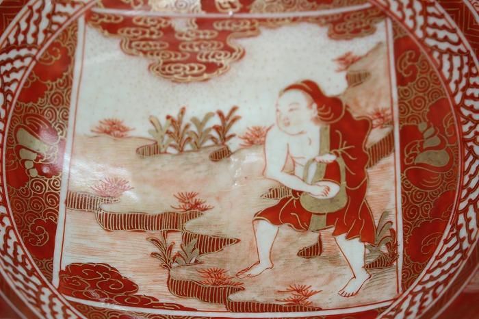 江戸中期 油壺 幻の湖東焼 赤絵金彩人物図 極上 【公式通販】