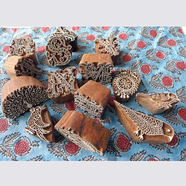 インドのブロックプリント版ウッドスタンプ木版in ブルックリンNY