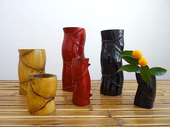 漆塗り亀甲竹一輪挿し｜京都の伝統工芸・竹の雑貨ショップ