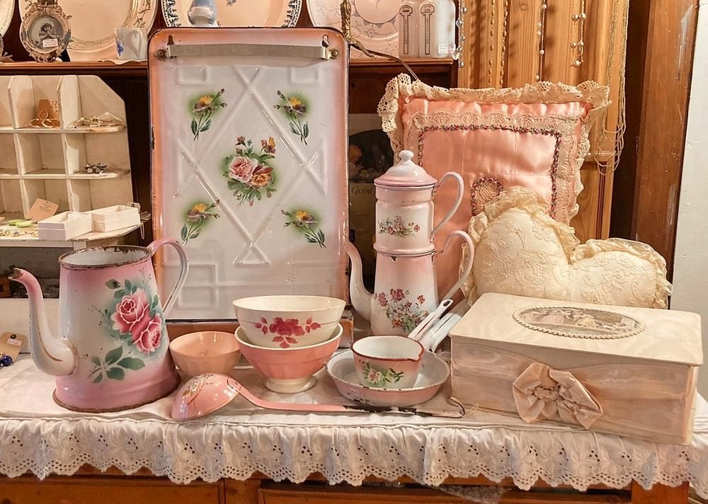 フランスアンティーク BB社 ローズガーランド ホーローレードルラック