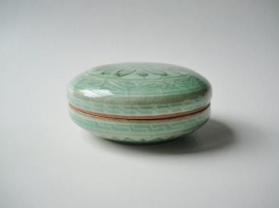 高麗青磁香合 (共箱)柳海剛 - 茶道具販売 栗林園