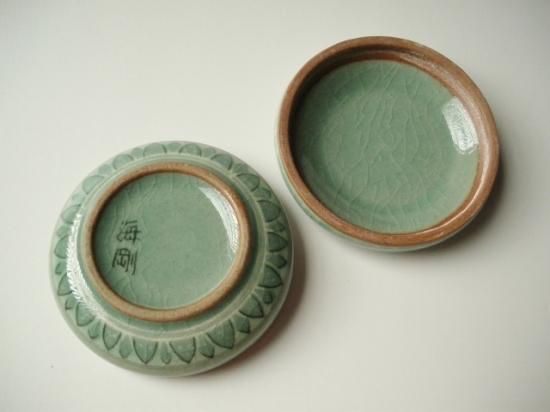 銀杏の木 柳海剛（柳根瀅）作 高麗青磁 茶碗 共箱 V R8500 銀杏の木 様