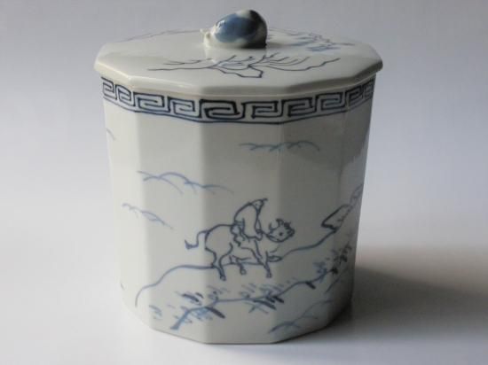 染付釣瓶水指(割れ蓋) 京都紫翠窯 西村徳泉 染付釣瓶水指(割れ蓋) 京都