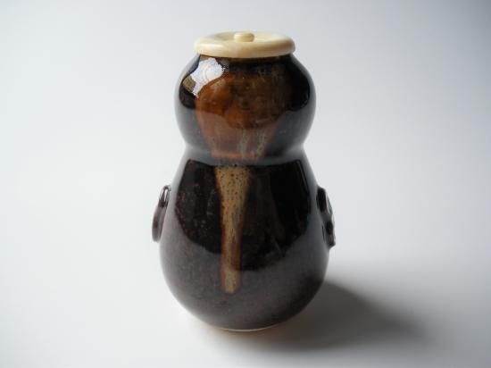 茶道具】膳所焼茶入（共箱） 膳所焼 肩衝茶入 淡海ぜぜ 陽炎園