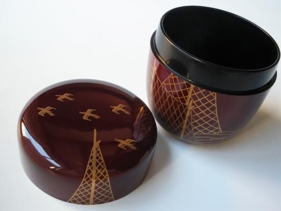 溜塗 干網蒔絵中棗 (共箱)竹内幸斎 - 茶道具販売 栗林園