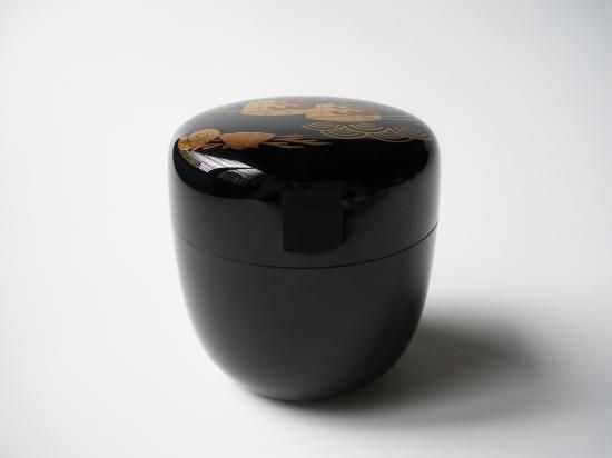 汐汲蒔絵中棗 (共箱)竹内幸斎 - 茶道具販売 栗林園
