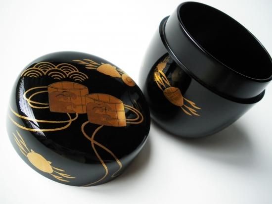 汐汲蒔絵中棗 (共箱)竹内幸斎 - 茶道具販売 栗林園