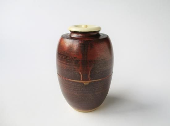 上野焼 肩衝茶入 (共箱)熊谷保興 - 茶道具販売 栗林園