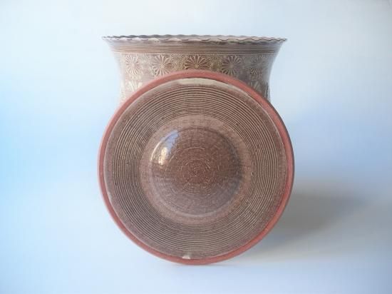 水指、陶楽作、三島手、共蓋、さき番 水指、陶楽作、