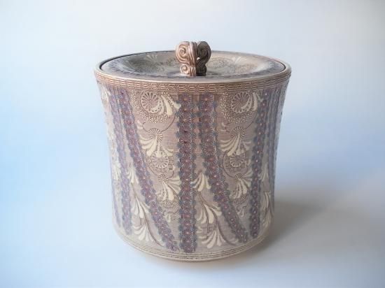 京焼 砂金袋水指 森里陶楽作 茶道具 供箱 L316 紫