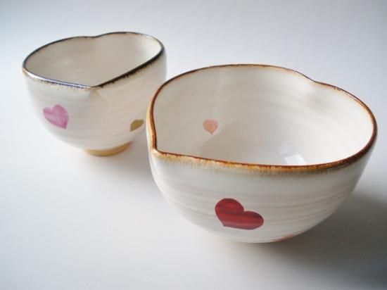 栗林園オリジナル絆茶碗 ハート 入れ子 (紙箱)中村良二 - 茶道具販売