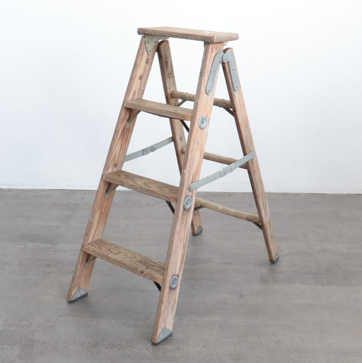 アメリカ ヴィンテージ 脚立 木製ラダー stepladder 店舗什器