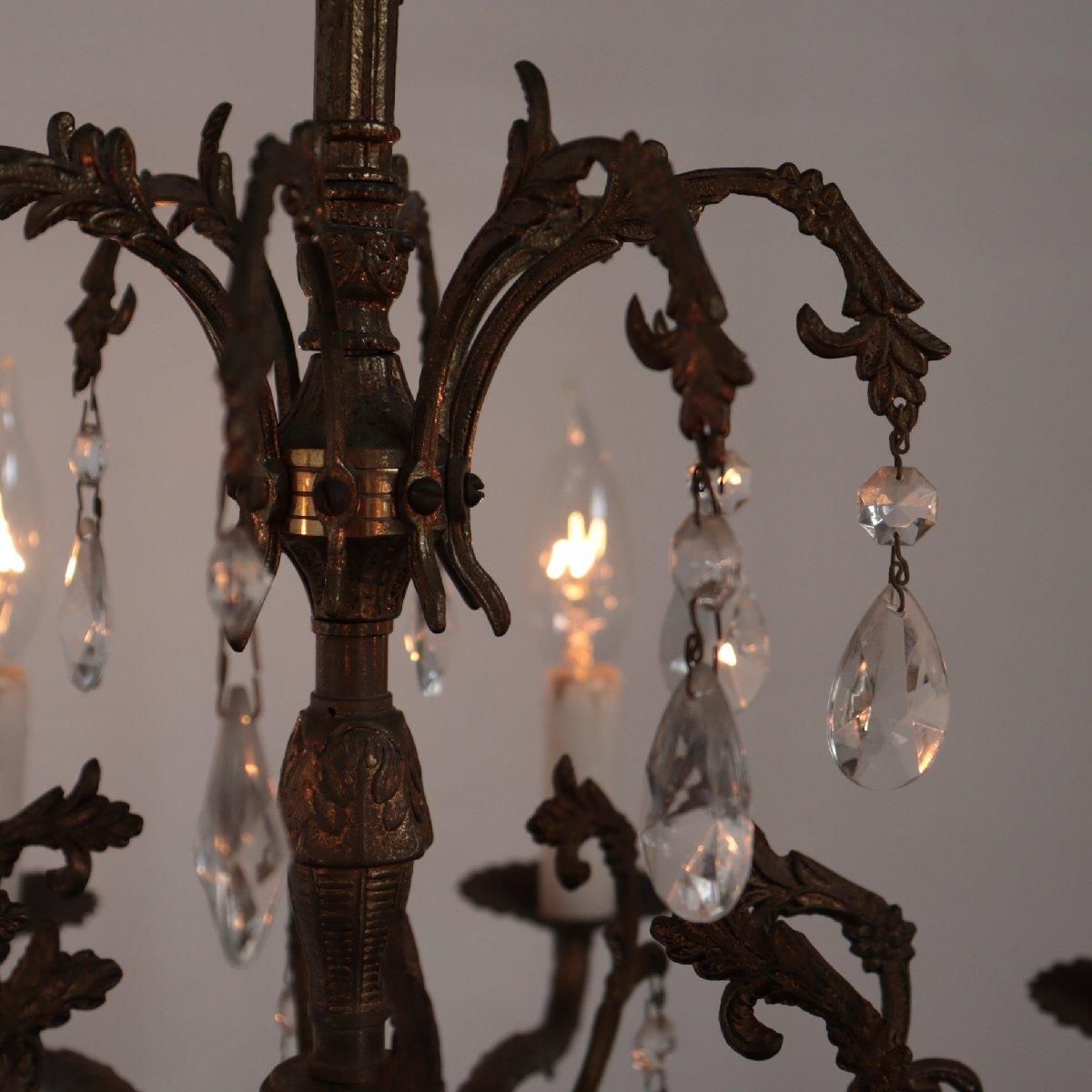 アンティーク シャンデリア フラワーモチーフ 8灯 アンティーク