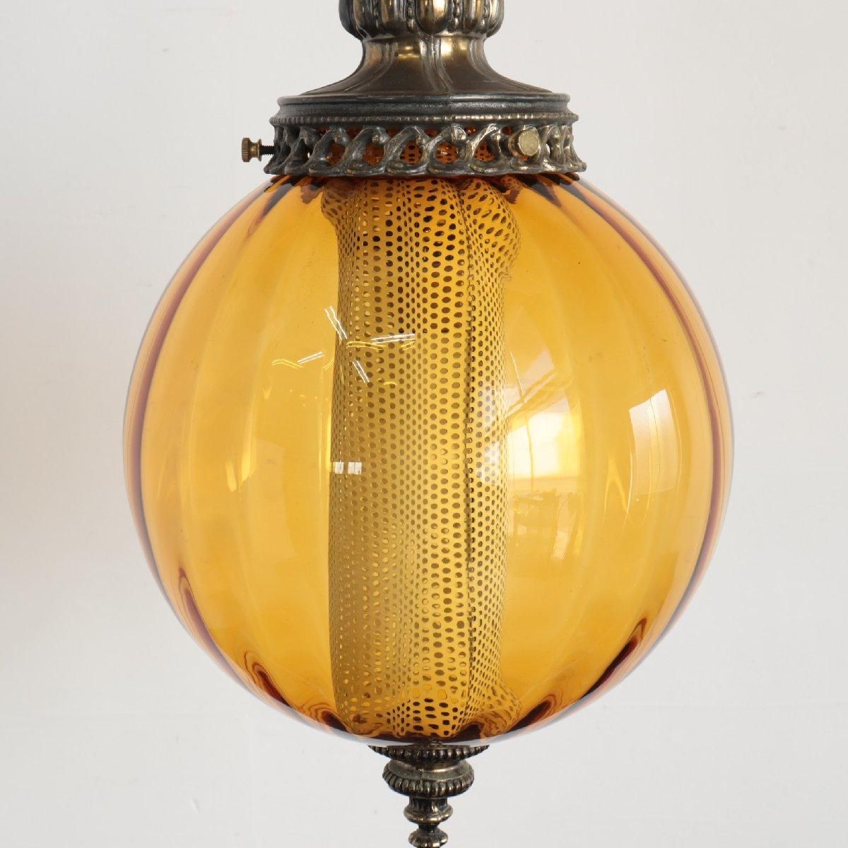 アメリカ ヴィンテージ アンバーガラス ペンダントライト アンティーク