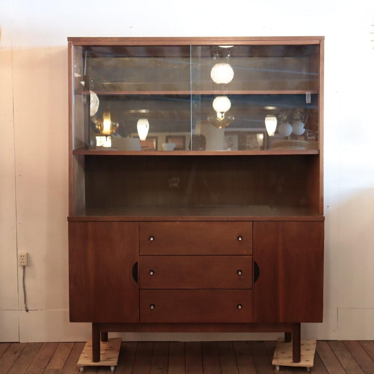 アンティーク食器棚 アンティーク食器棚 100年物の水屋箪笥 明治～大正時代