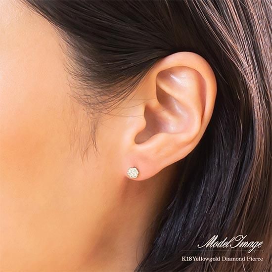 彼女へのプレゼント K18YG ダイヤモンド 4月の誕生石 ピアス 18金