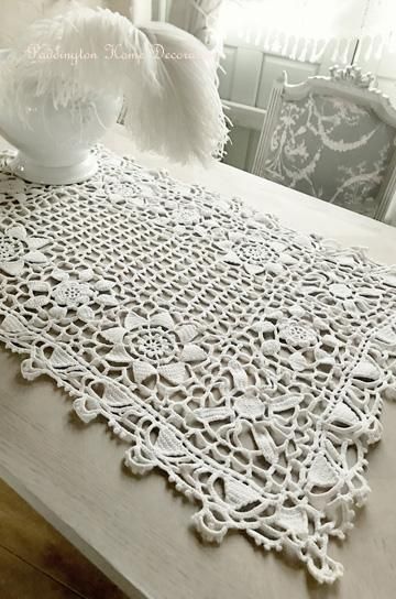 アンティーク フレンチ花柄ファブリック＆クロシェボビン編みレース