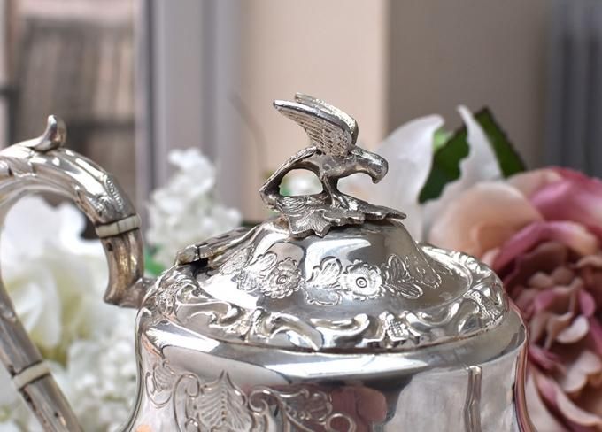 フランスアンティーク ティーセット 純銀プレート シルバープレート