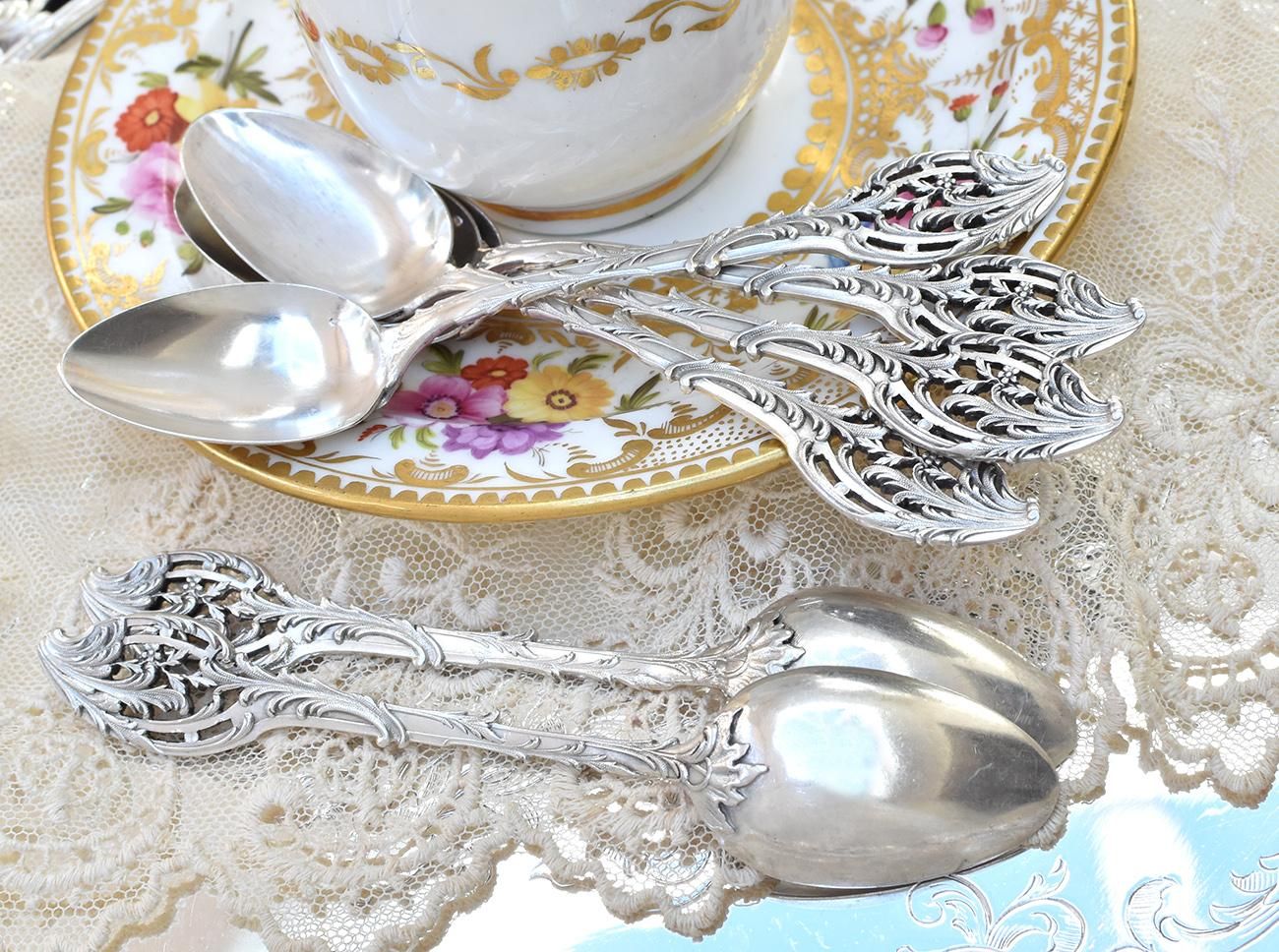 スウェーデン GAB社 シルバー調味料入れ トレー スプーン 黒檀