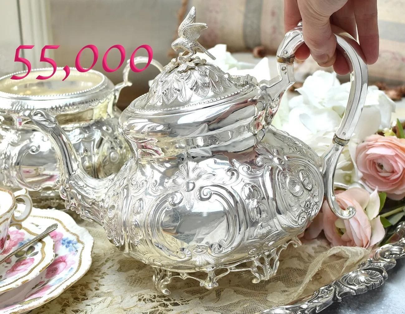 英国アンティーク銀器【シルバープレート】ルイスタイル ティーセット