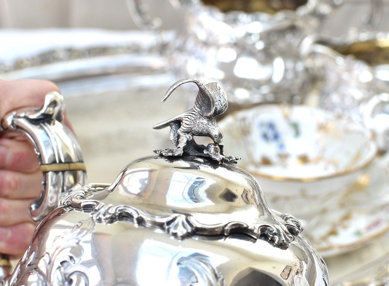 英国アンティーク銀器【純銀】1849年 ティーセット ルイスタイル