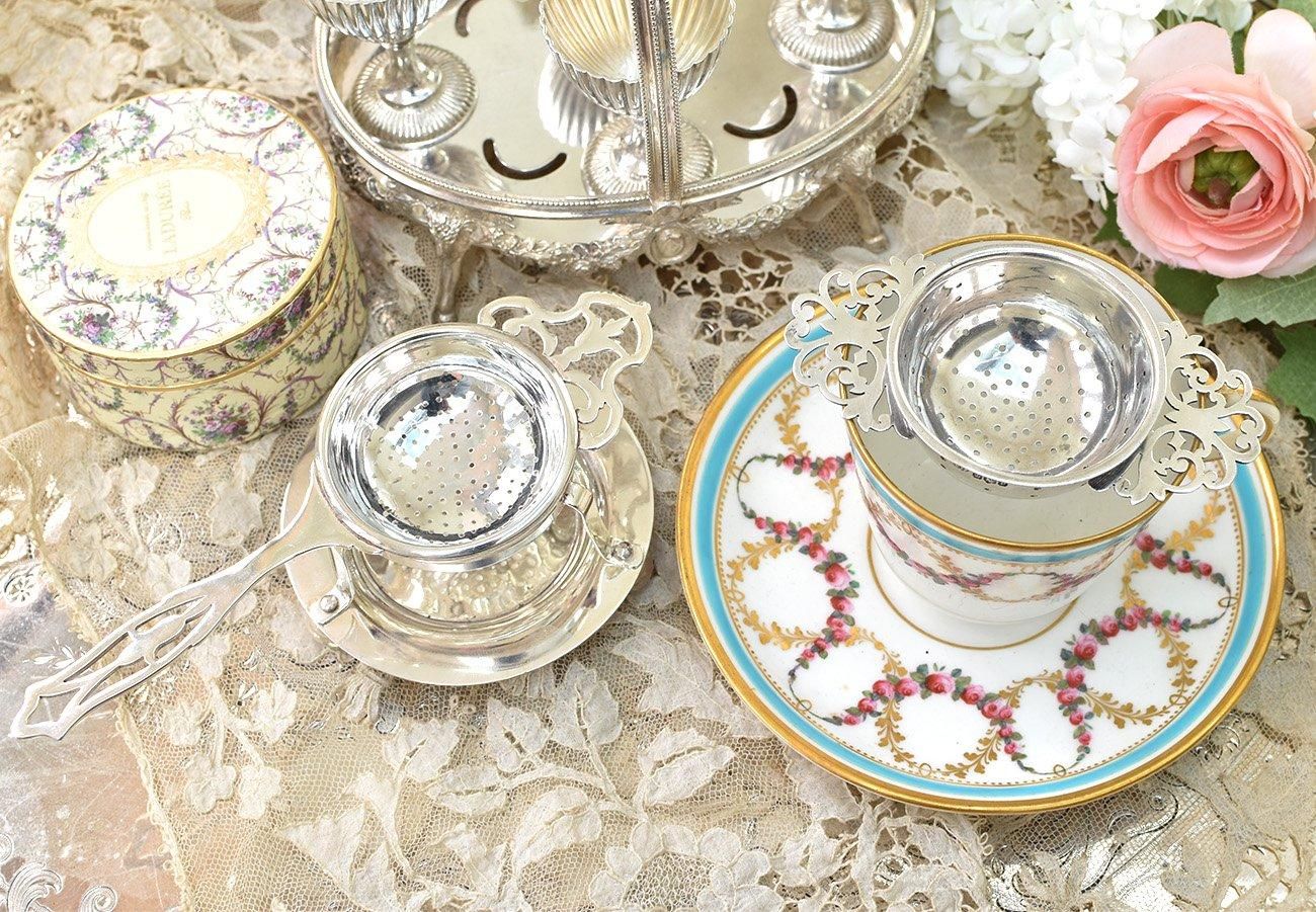 英国アンティーク銀器【純銀1907年＆シルバープレート】ティー