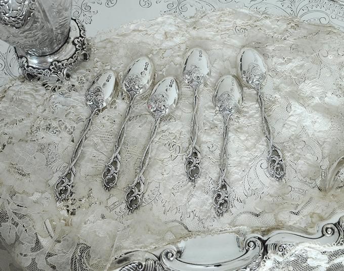 イギリス アンティーク純銀スプーン、シュガートング ホールマーク入