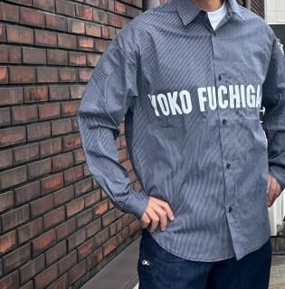 YOKO FUCHIGAMI長袖シャツストライプ（チャコール）