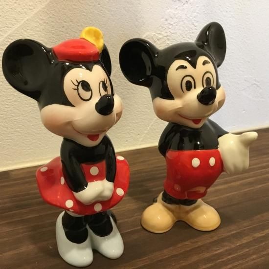 ヴィンテージ ミッキー＆ミニー 陶器人形/ 置物
