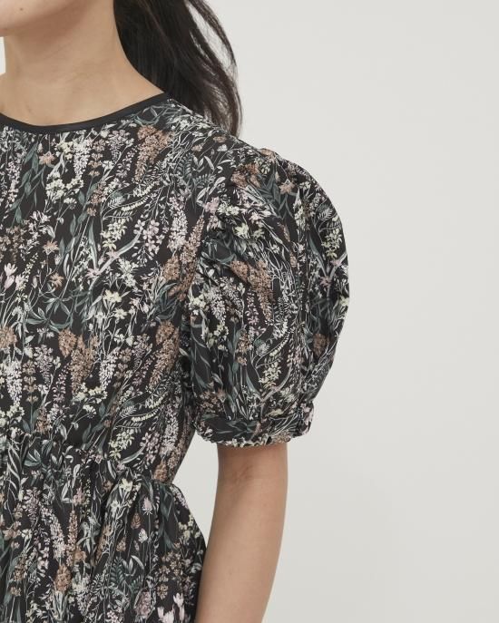 フローラルタフタマキシドレス(ネイビー) - seventen