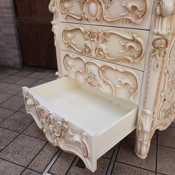 ☆ ロココ調 アンティーク 4段チェスト トールペイント 花柄