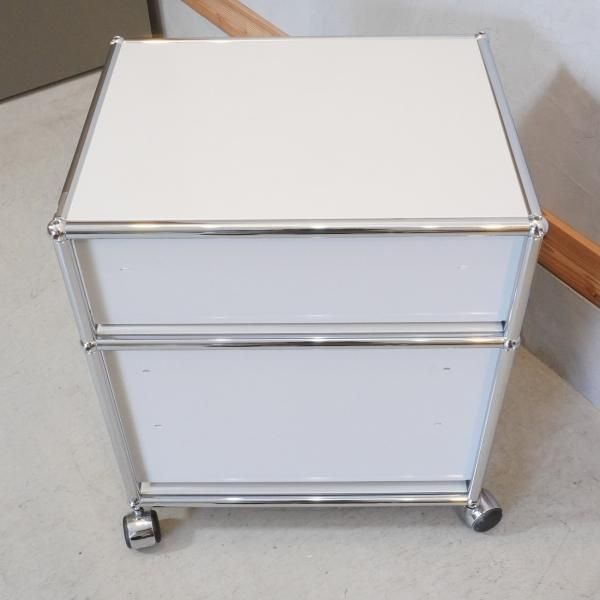 鍵付き USMハラー ロールボーイ 2段 デスクワゴン アントラサイト B