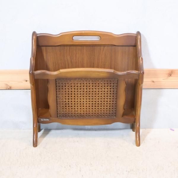 カリモク】コロニアル サイドテーブル マガジンラック 美品 オールド