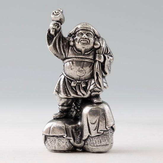 鉄鋳物製 大黒像 大黒天像 ニ俵大黒 開運 縁起物 七福神 和風置物 金属