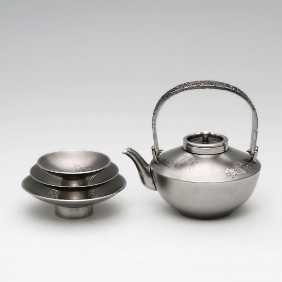 錫 お屠蘇セット 黒漆加工 300ml [No.59-1]｜薩摩錫器工芸館