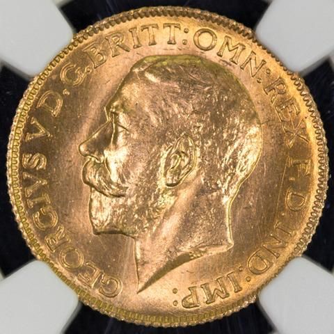 イギリス Great Britain ジョージ5世 1ソブリン金貨 1925年 NGC MS65