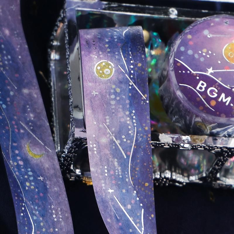 マスキングテープ ライフ “箔押し”流れ星の夜・掬星20mm*5m - BGM