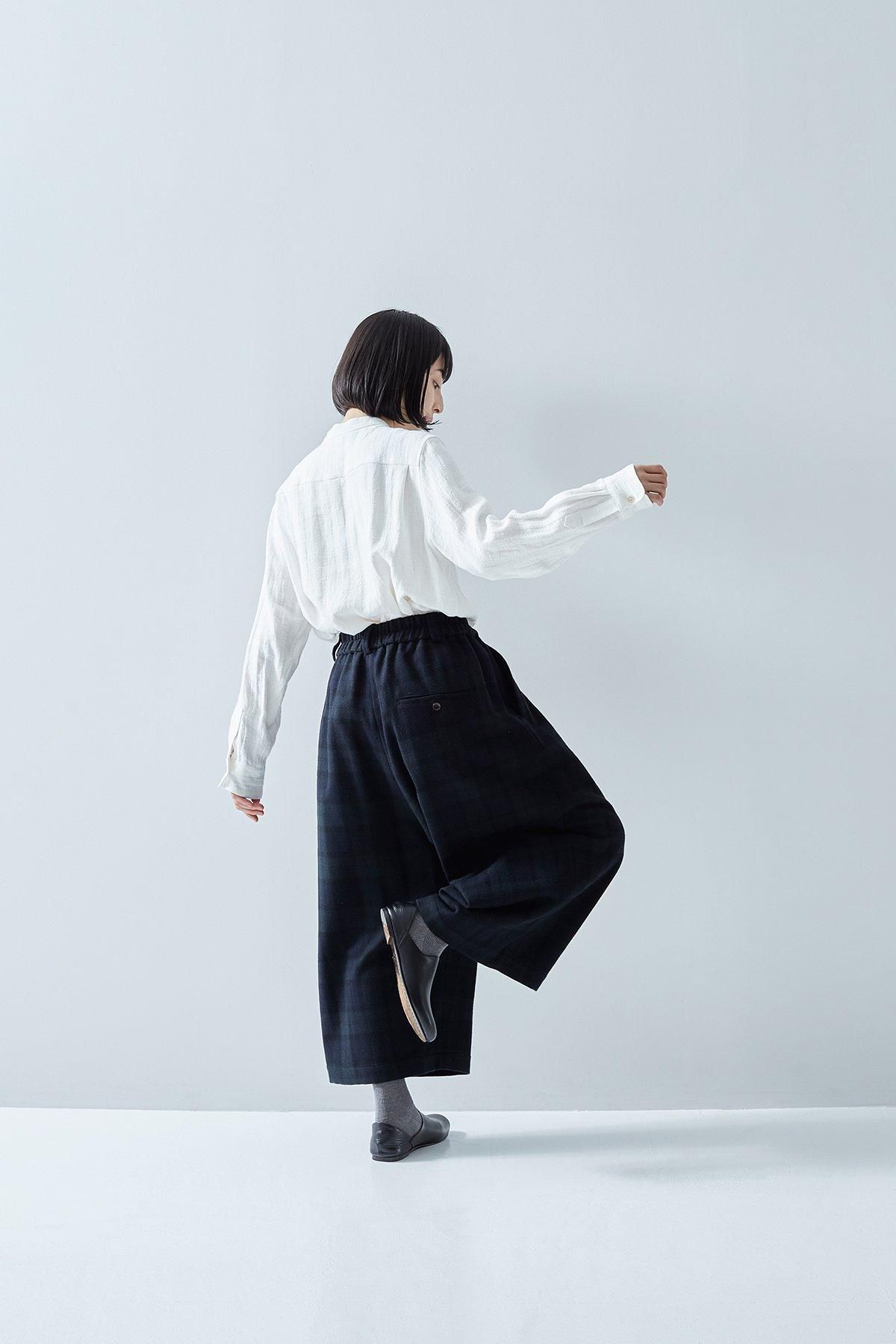 wool frano gaucho pants / black watch - atelier naruse｜Online