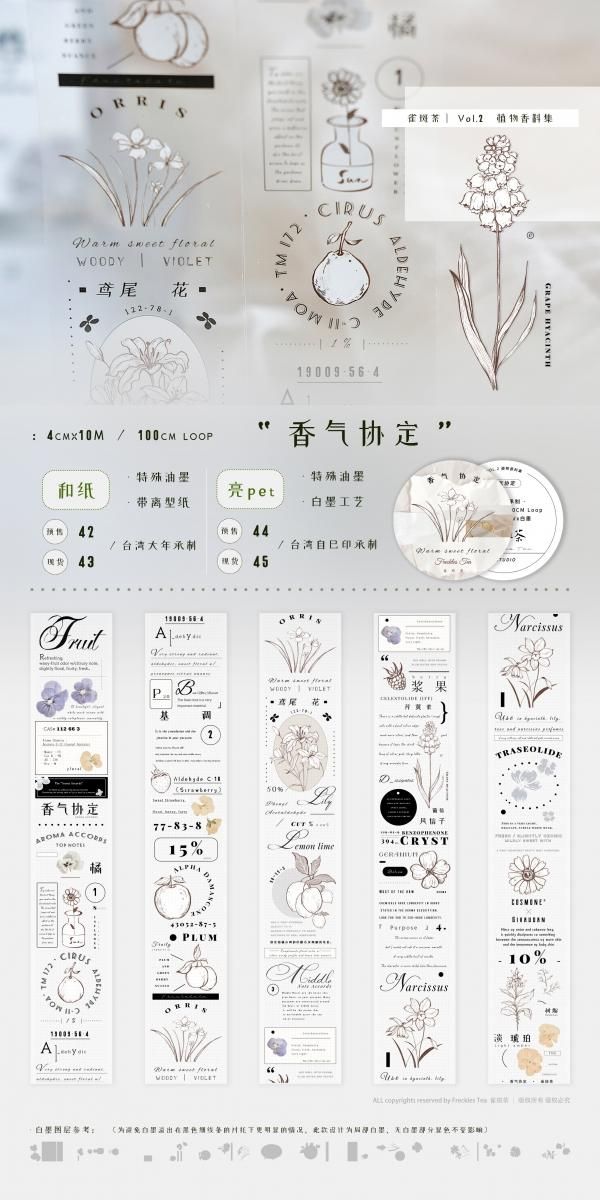 S23＃素白·茶棕(雾面PET)雀斑茶切り売り海外装飾マステ