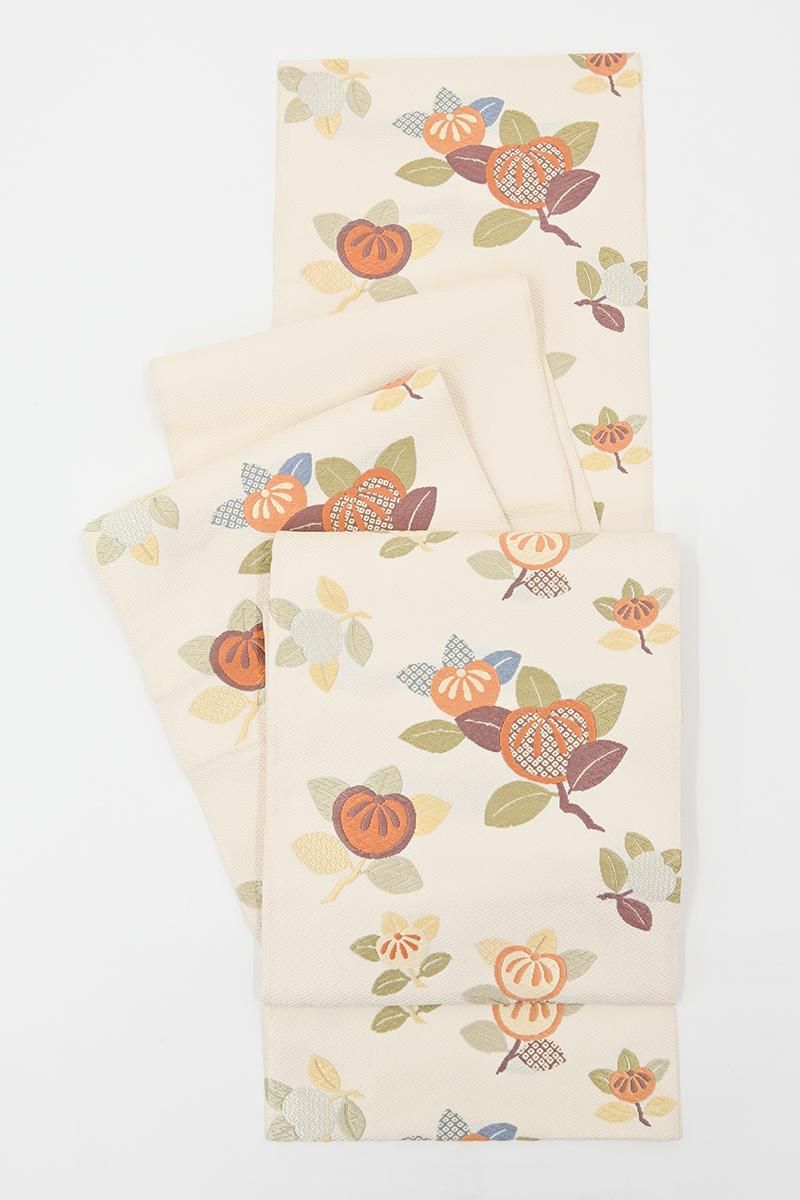 銀座【L-8576】袋帯 生成色 橘文 - 銀座きもの青木｜長く大切に着続け