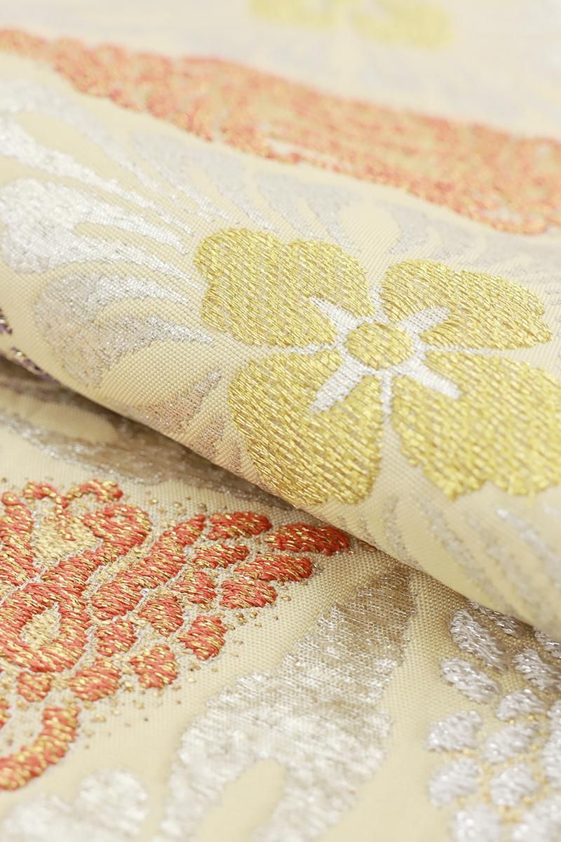 銀座【L-7740】袋帯 黄色系 鳥襷文 - 銀座きもの青木｜長く大切に着