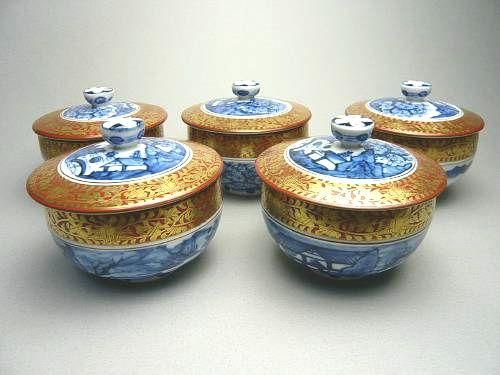 金襴青華山水汲出碗 五座五重 - 京焼清水焼 松韻堂