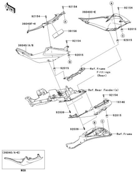 ZX-6R 2012-2014 NinjaZX-6R[G-5] Side Coversアメリカ カナダ仕様部品