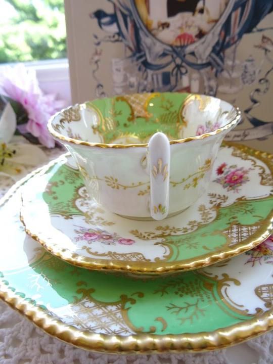 コールポート アンティーク バットウィング ティートリオ グリーン