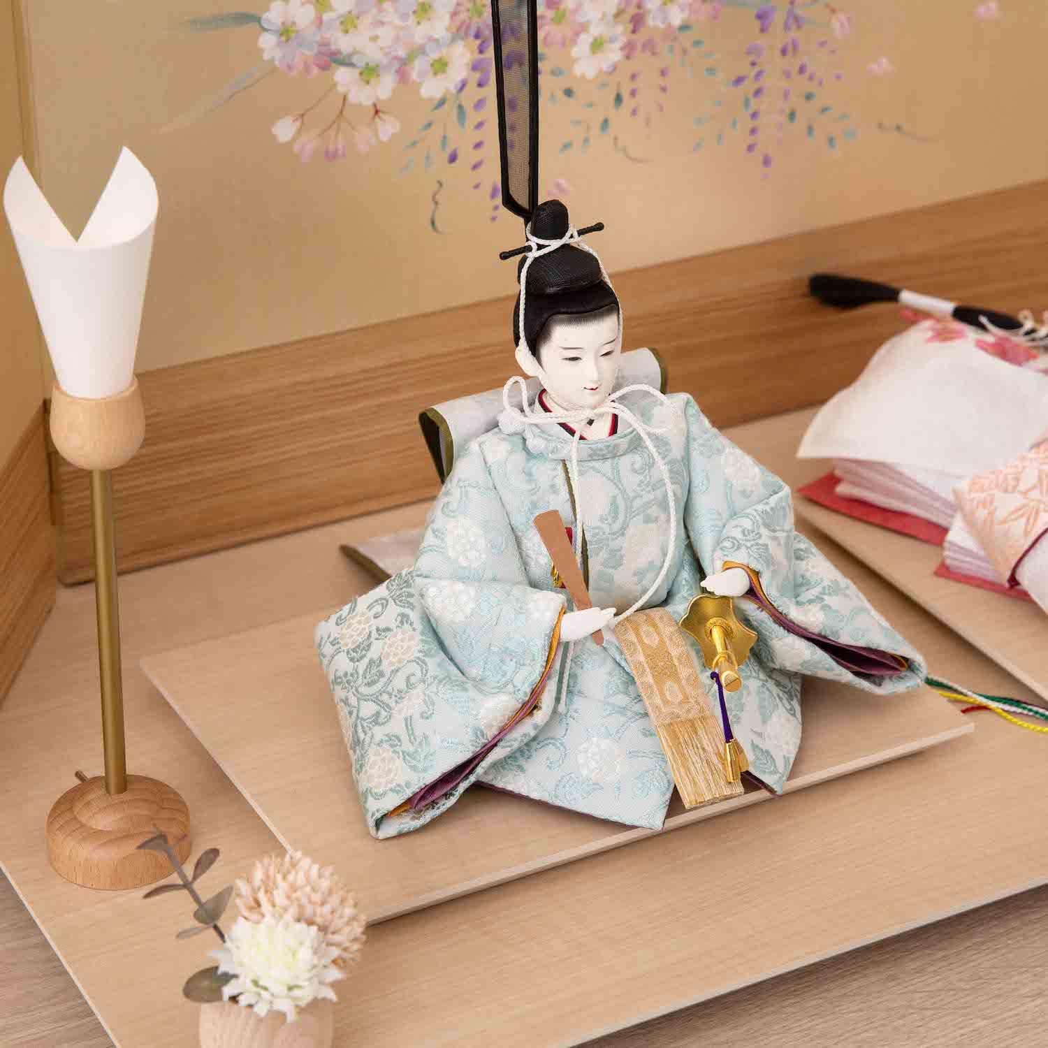 ひな人形 芥子 西陣織正絹錦 モダン ドライフラワー