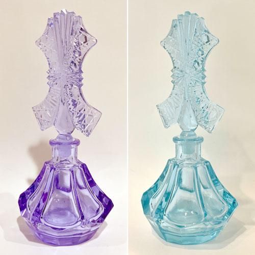 チェコ製輸入品】ボヘミアガラス香水瓶〜ホワイト×グリーン