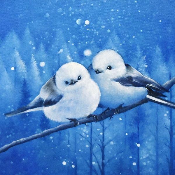 肉筆油彩画「シマエナガ」F6号 瀬良風香 作 ー 三宝堂オンラインショップ