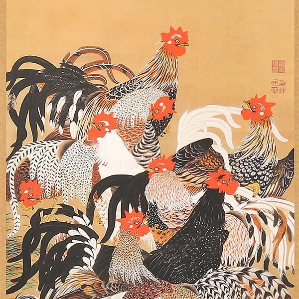 ペコワン＊伊藤若冲 群鶏図 額縁 ペコワン＊伊藤若冲 群鶏図 額縁
