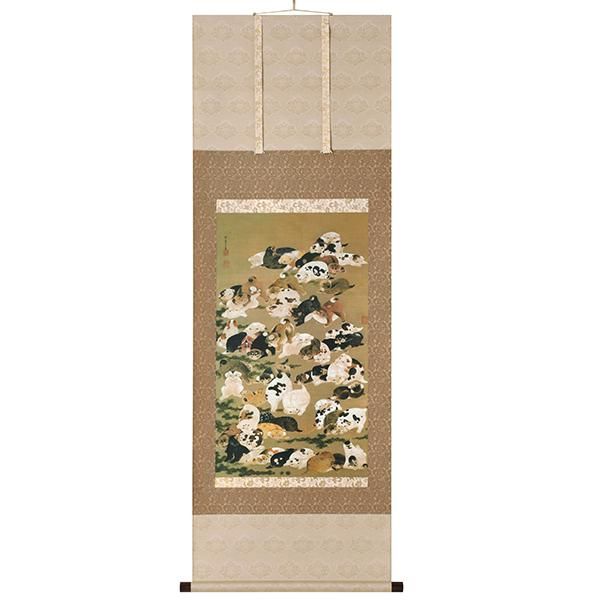 仔犬図 犬 掛け軸 掛軸 茶掛 茶道具 無地箱 合箱あり 仔犬図 犬 掛け軸